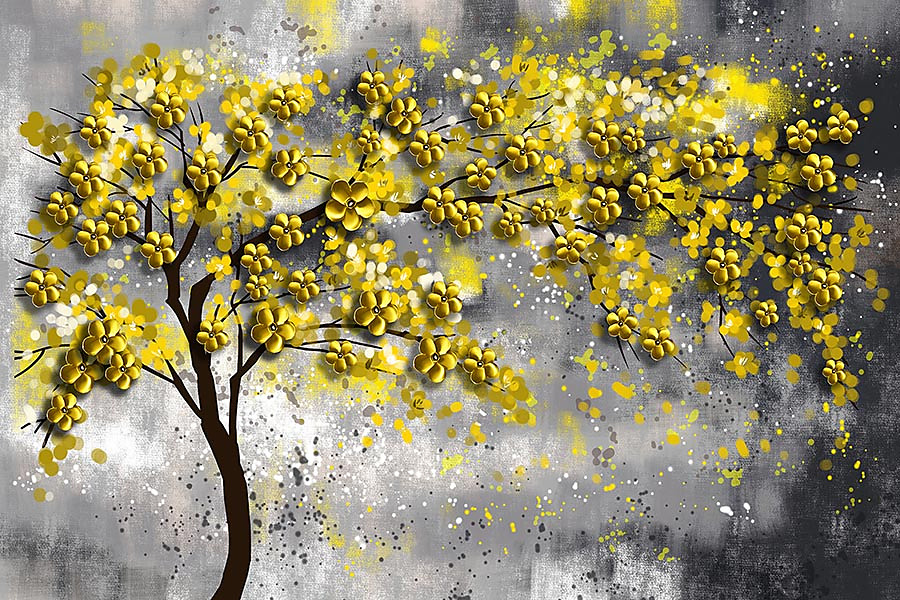 Fototapeta Strom se zlatými květinami 1838